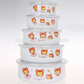 5Pcs korean style enamel ice bowl/ice bowl with PE lid